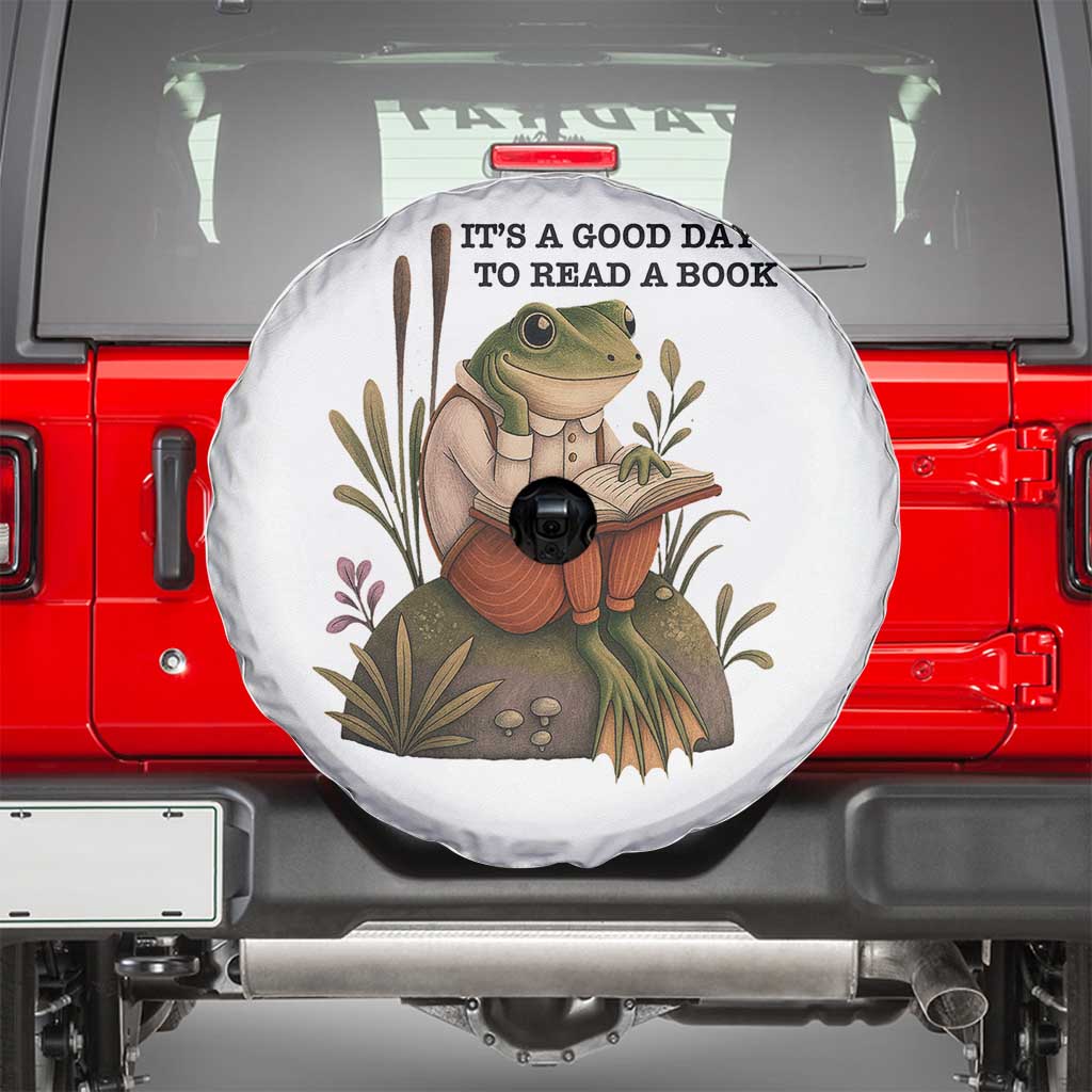 Frog Classic Books Spare Tire Cover It Is A Good Day To Read A Book TS14 White Print Your Wear