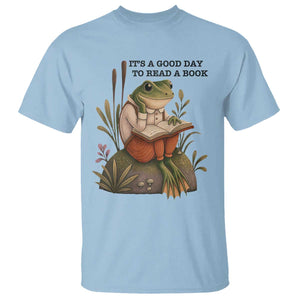 Frog Classic Books T Shirt It Is A Good Day To Read A Book TS14 Light Blue Print Your Wear