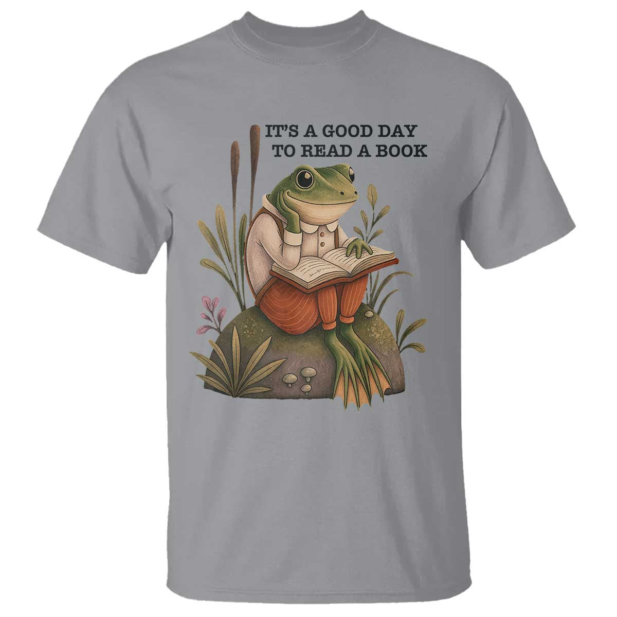 Frog Classic Books T Shirt It Is A Good Day To Read A Book TS14 Sport Gray Print Your Wear
