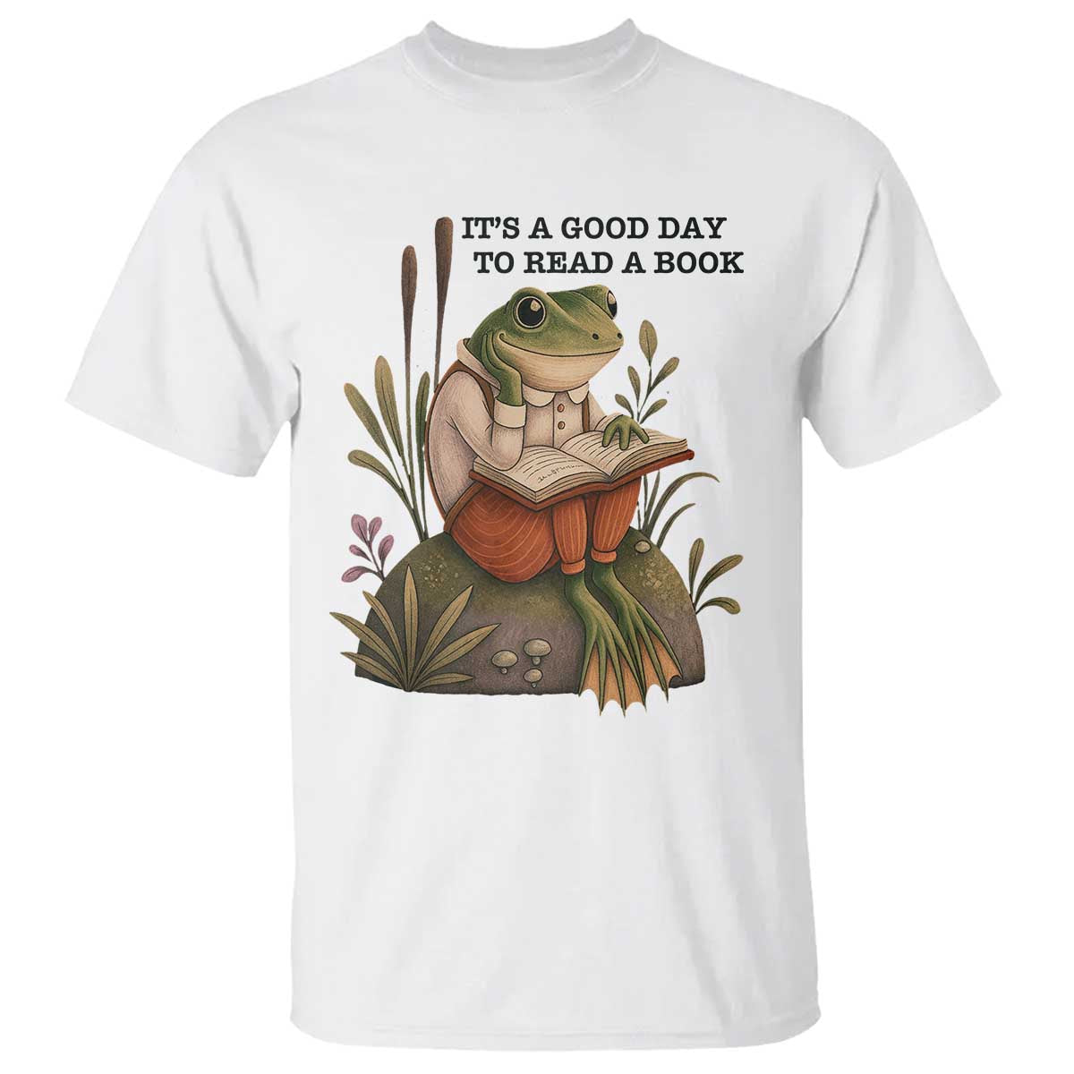 Frog Classic Books T Shirt It Is A Good Day To Read A Book TS14 White Print Your Wear