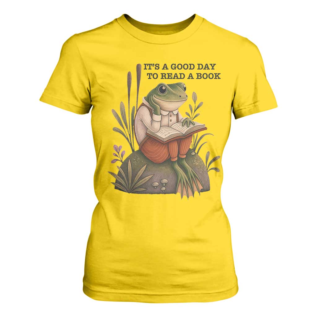 Frog Classic Books T Shirt For Women It Is A Good Day To Read A Book TS14 Daisy Print Your Wear