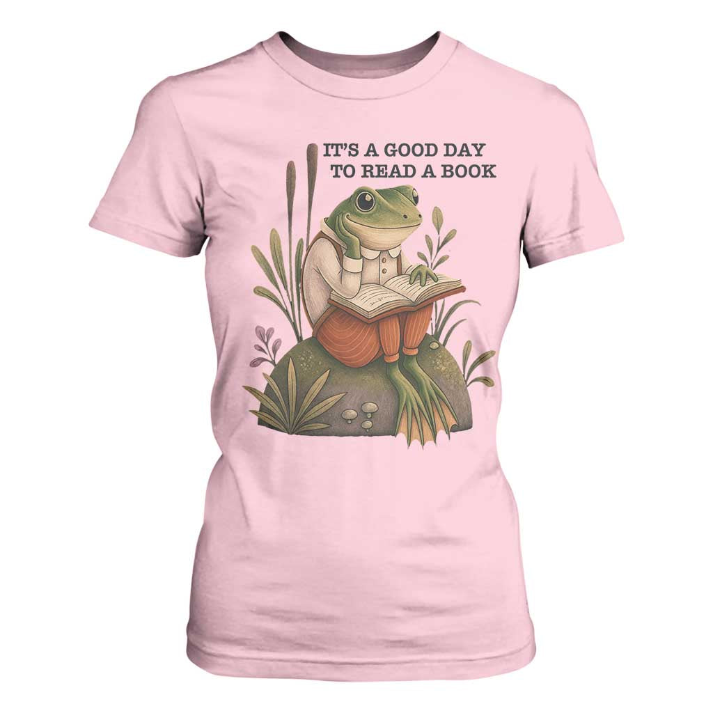 Frog Classic Books T Shirt For Women It Is A Good Day To Read A Book TS14 Light Pink Print Your Wear