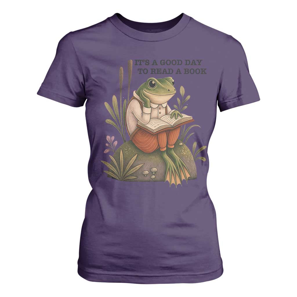 Frog Classic Books T Shirt For Women It Is A Good Day To Read A Book TS14 Purple Print Your Wear