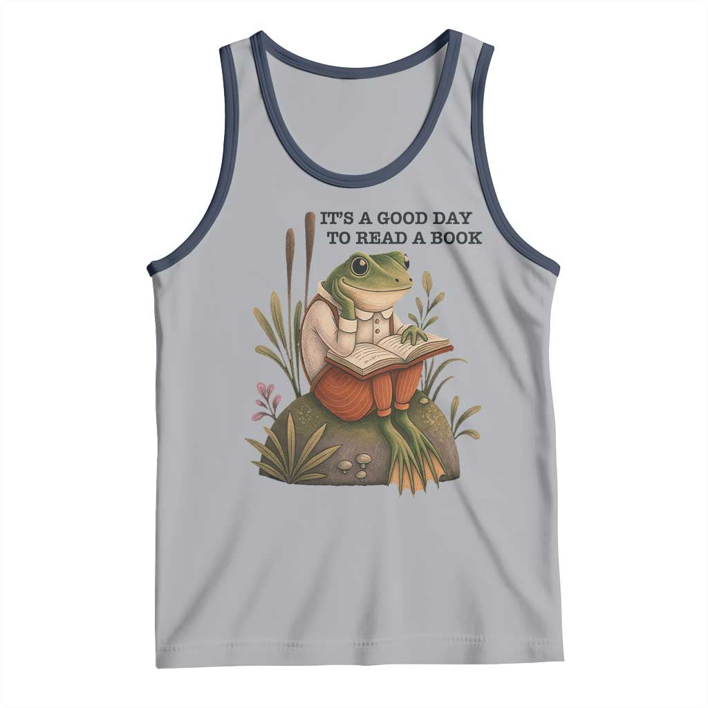 Frog Classic Books Tank Top It Is A Good Day To Read A Book TS14 Athletic Heather Navy Print Your Wear