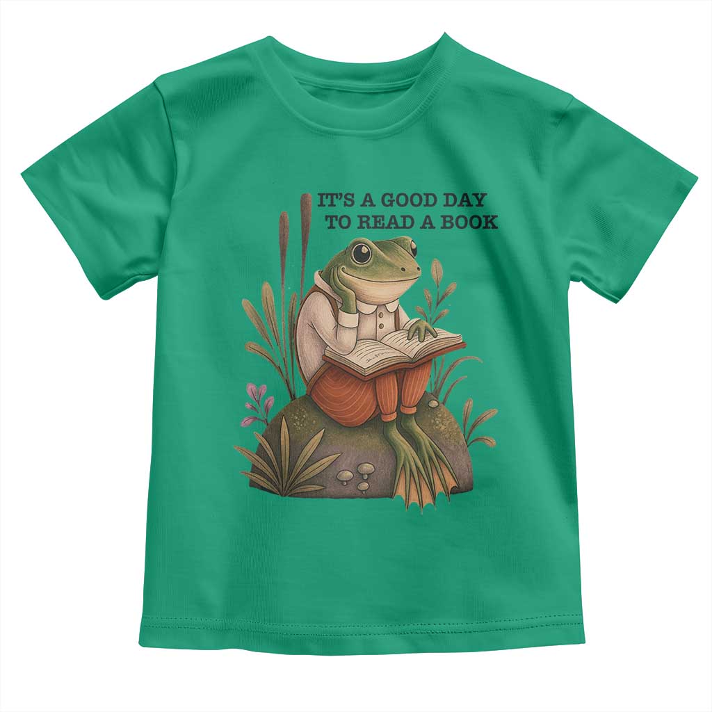 Frog Classic Books Toddler T Shirt It Is A Good Day To Read A Book TS14 Irish Green Print Your Wear