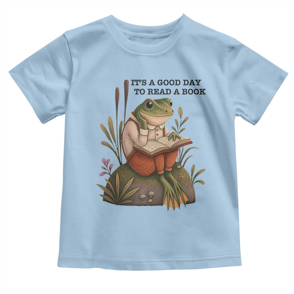 Frog Classic Books Toddler T Shirt It Is A Good Day To Read A Book TS14 Light Blue Print Your Wear