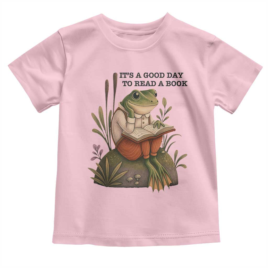 Frog Classic Books Toddler T Shirt It Is A Good Day To Read A Book TS14 Light Pink Print Your Wear