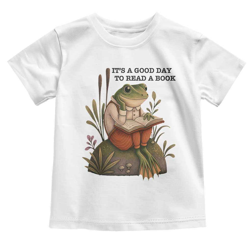 Frog Classic Books Toddler T Shirt It Is A Good Day To Read A Book TS14 White Print Your Wear