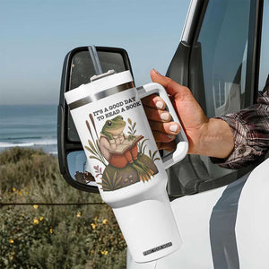 Frog Classic Books Tumbler With Handle It Is A Good Day To Read A Book TS14 Print Your Wear