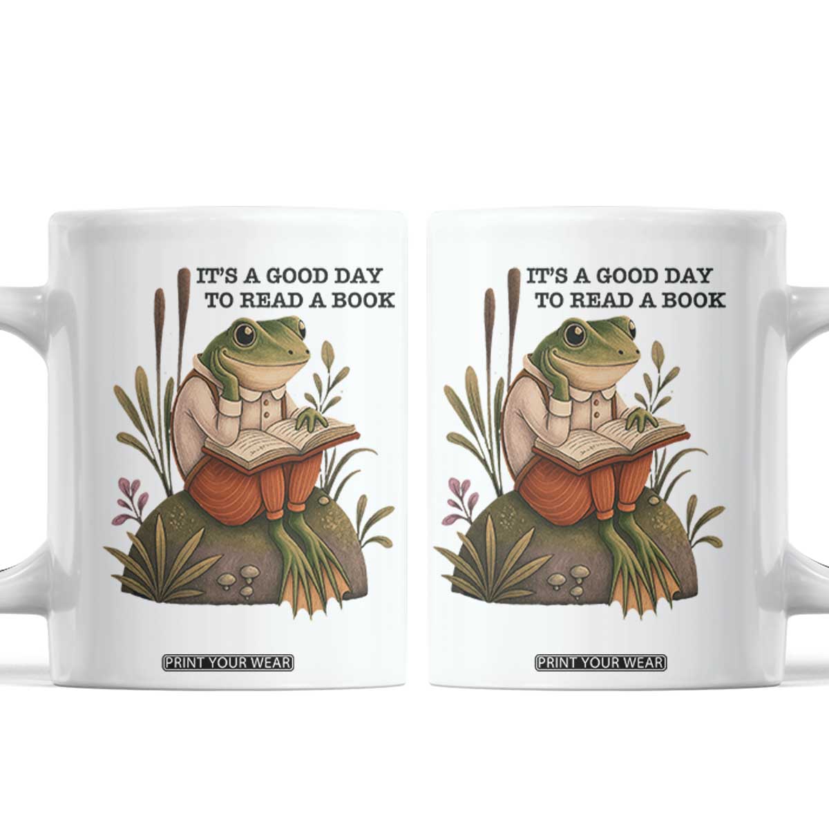 Frog Classic Books Coffee Mug It Is A Good Day To Read A Book TS14 White Print Your Wear