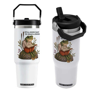 Frog Classic Books Flip Straw Tumbler It Is A Good Day To Read A Book TS14 One Size: 30 oz White Print Your Wear