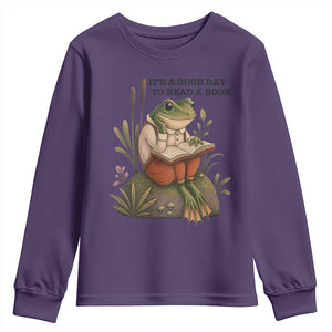 Frog Classic Books Youth Sweatshirt It Is A Good Day To Read A Book TS14 Purple Print Your Wear
