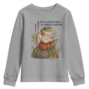Frog Classic Books Youth Sweatshirt It Is A Good Day To Read A Book TS14 Sport Gray Print Your Wear