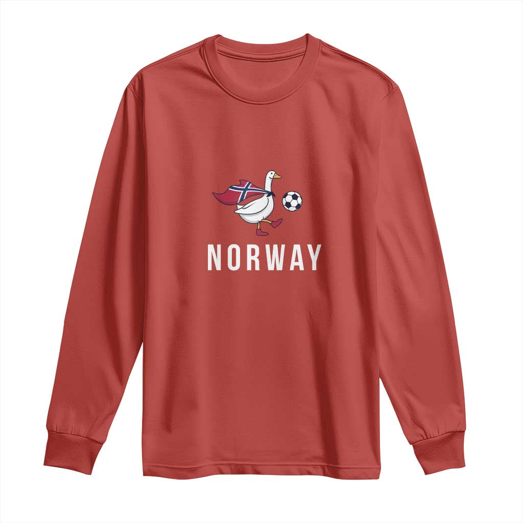 Norway Football Long Sleeve Shirt Silly Goose Soccer Fan Support TS14 Red Print Your Wear