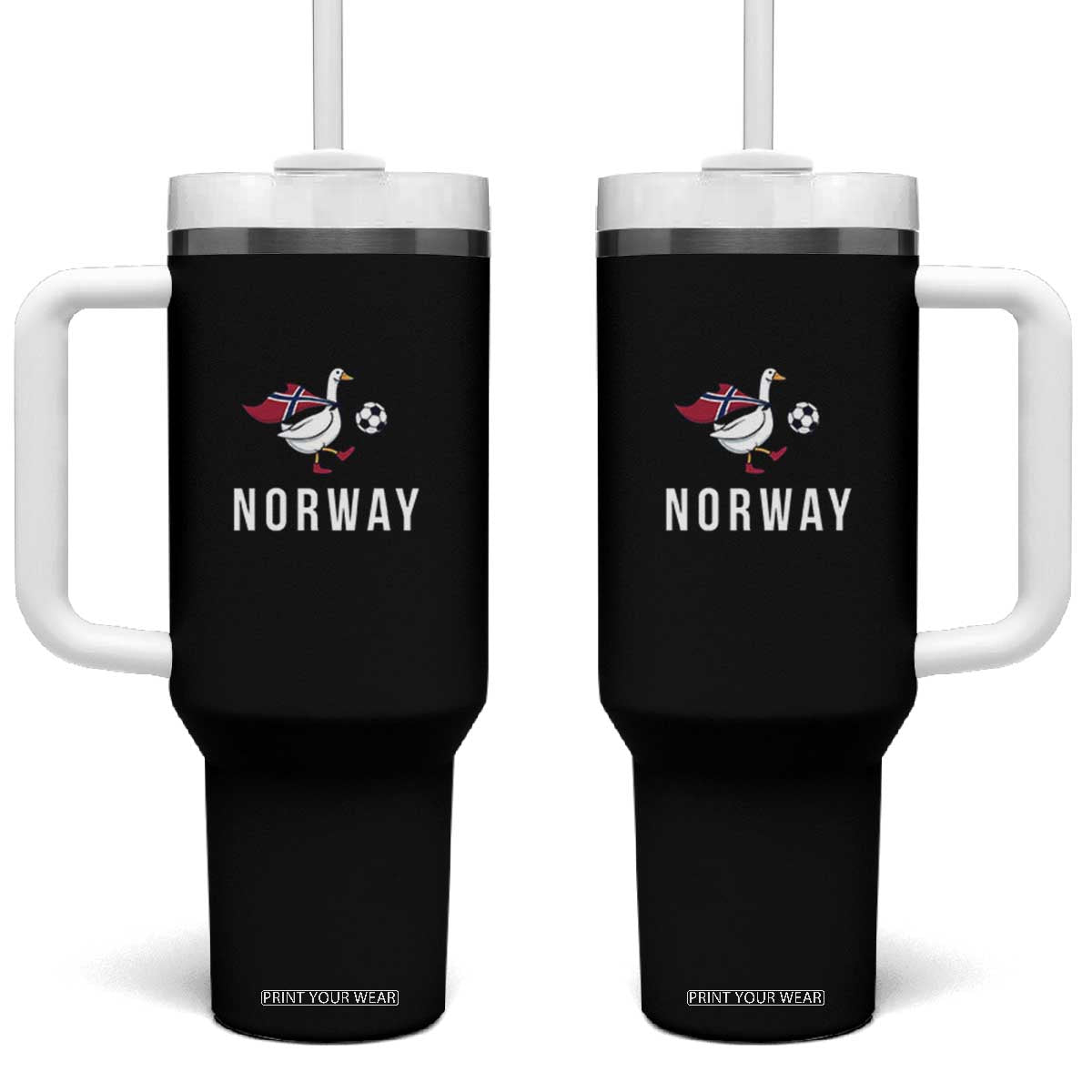 Norway Football Tumbler With Handle Silly Goose Soccer Fan Support TS14 One Size: 40 oz Black Print Your Wear