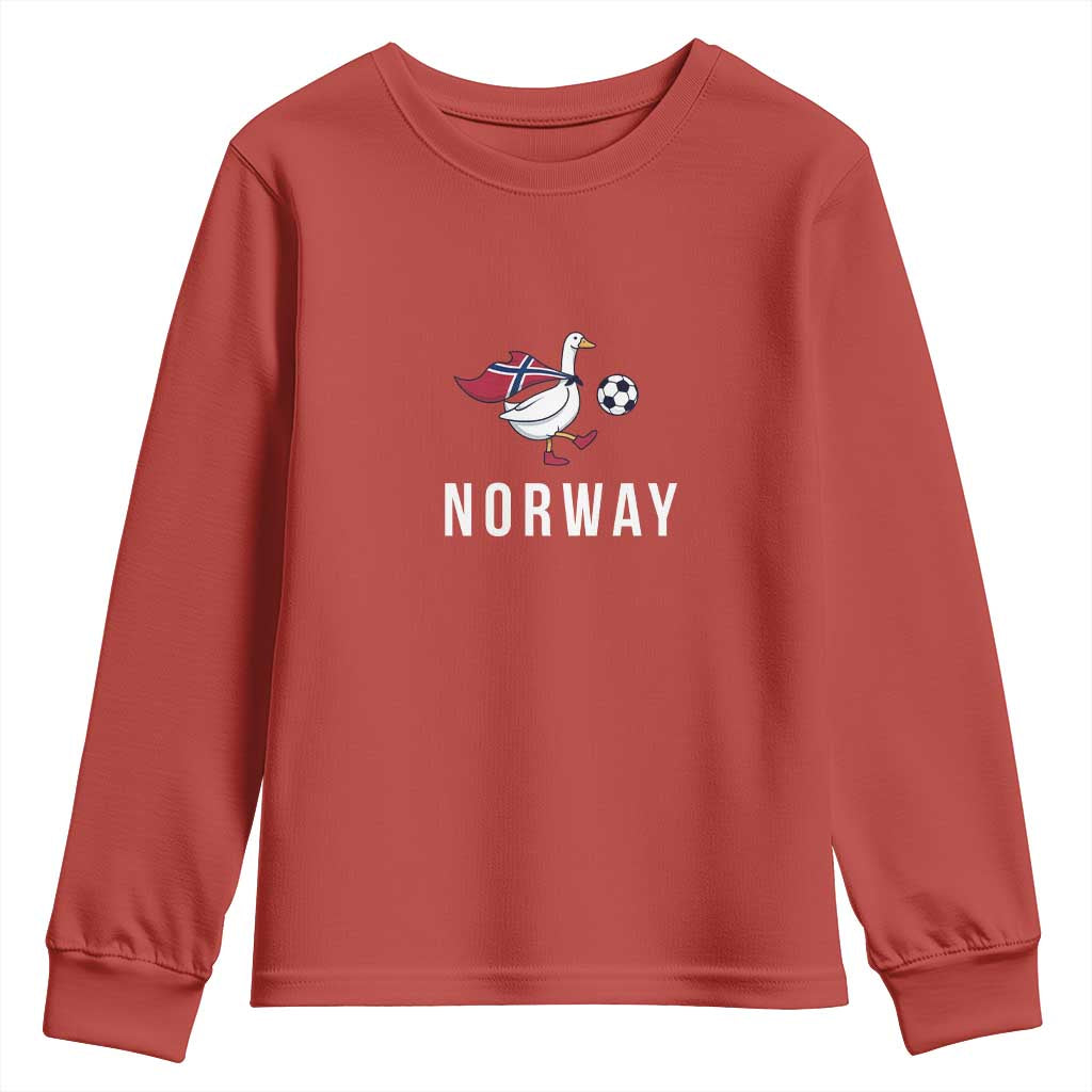 Norway Football Youth Sweatshirt Silly Goose Soccer Fan Support TS14 Red Print Your Wear