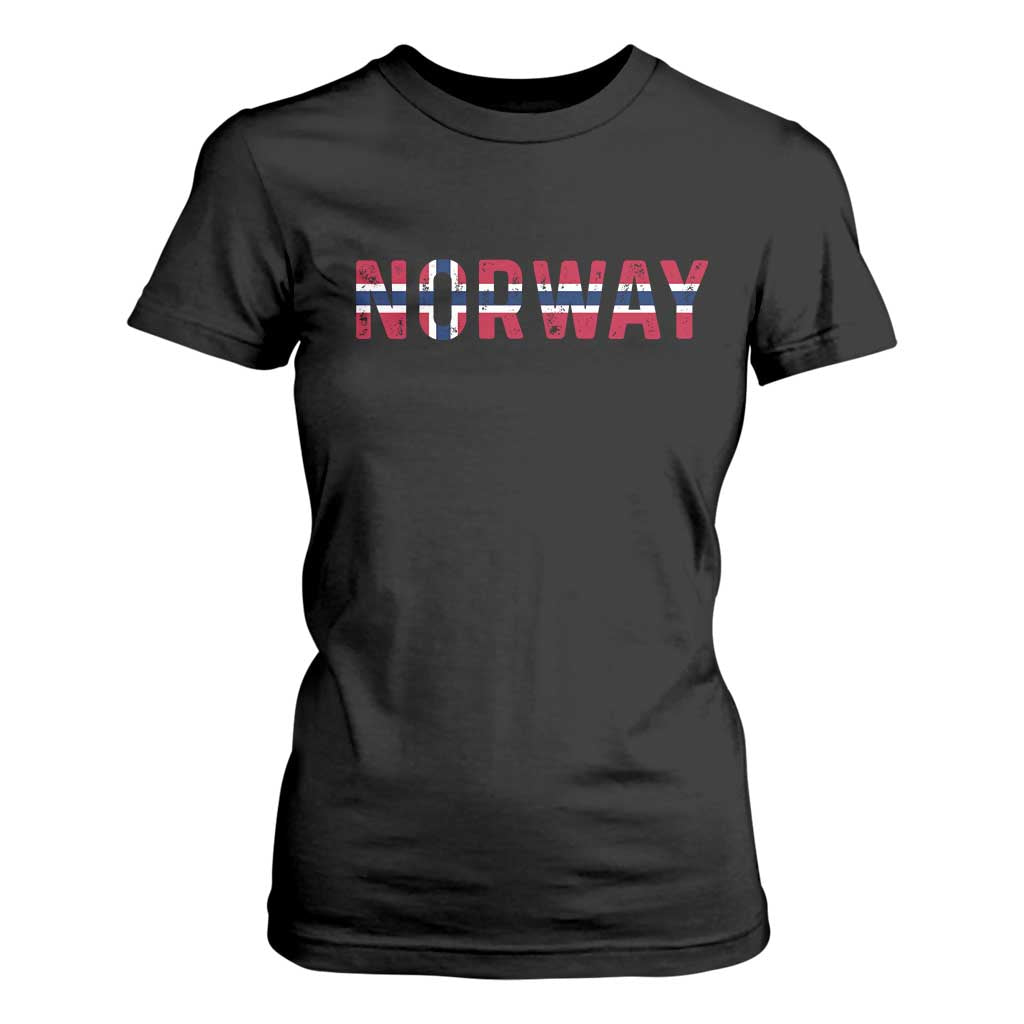 Norge Norway Norwegian Flag T Shirt For Women TS14 Black Print Your Wear
