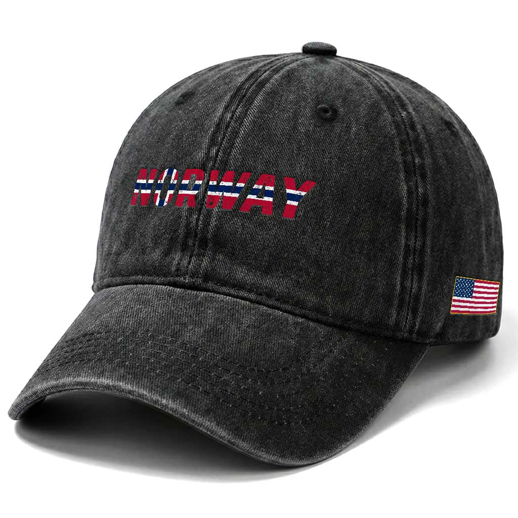 Norge Norway Norwegian Flag Washed Cotton Baseball Cap
