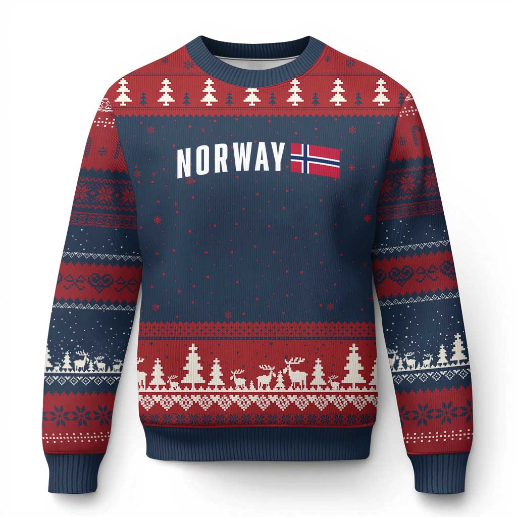 Norwegian Pride Flag Norway Great Gift Ugly Christmas Sweater TS14 Navy Red Print Your Wear