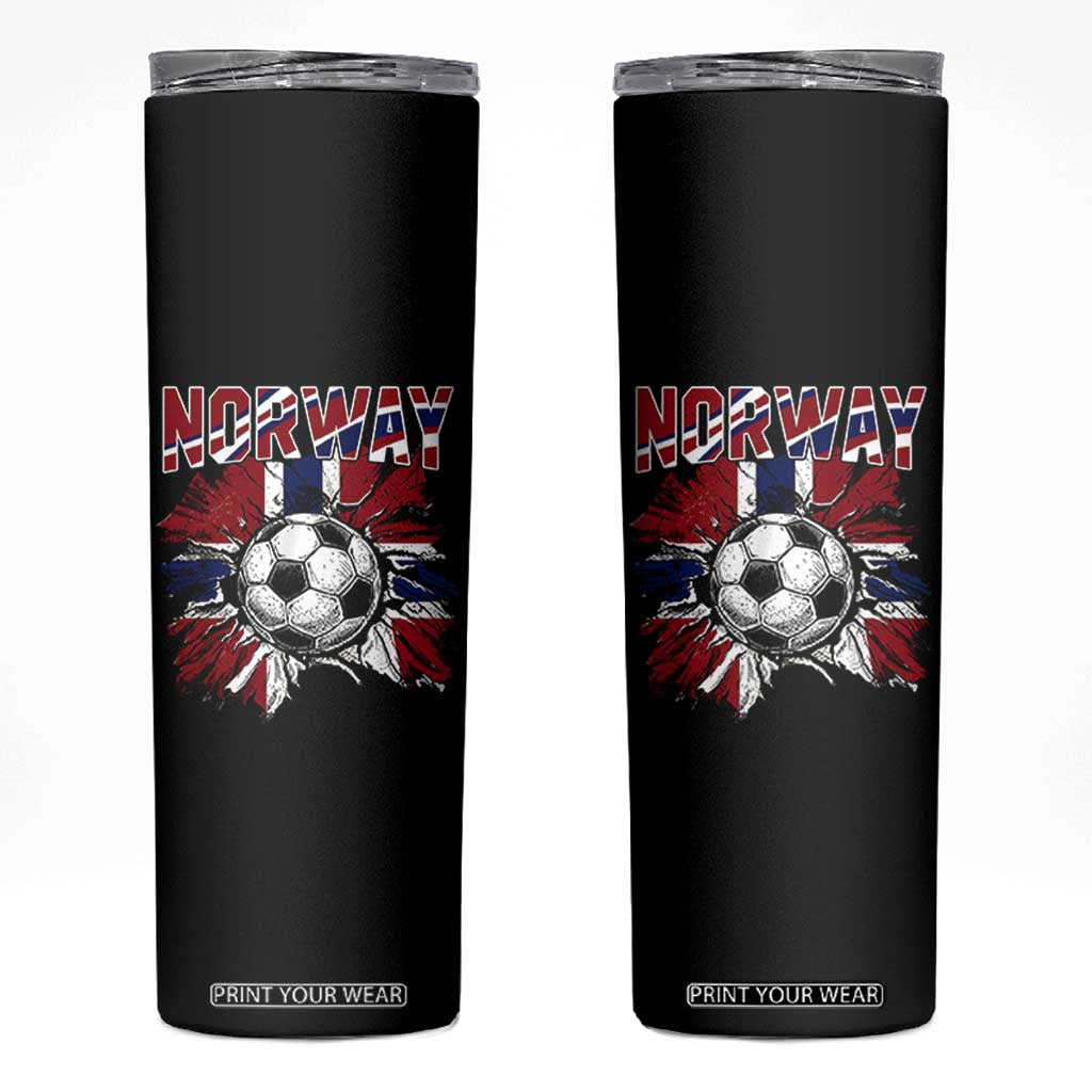 Norway Soccer Fan Skinny Tumbler Norwegian Football Supporter Fan Gift