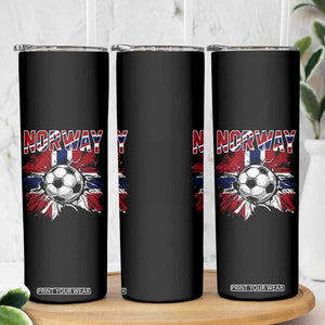 Norway Soccer Fan Skinny Tumbler Norwegian Football Supporter Fan Gift