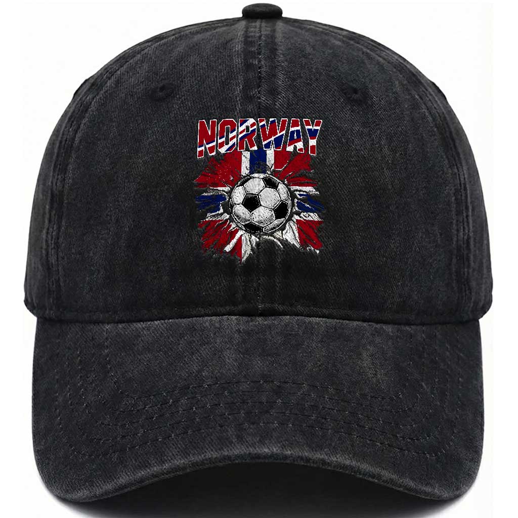 Norway Soccer Fan Washed Cotton Baseball Cap Norwegian Football Supporter Fan Gift