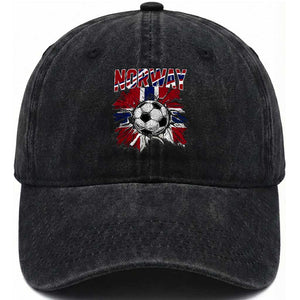 Norway Soccer Fan Washed Cotton Baseball Cap Norwegian Football Supporter Fan Gift