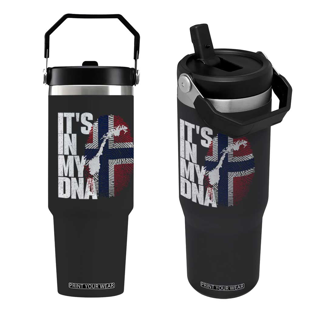 It's in My DNA Flip Straw Tumbler Norwegian Norway Map Flag Pride