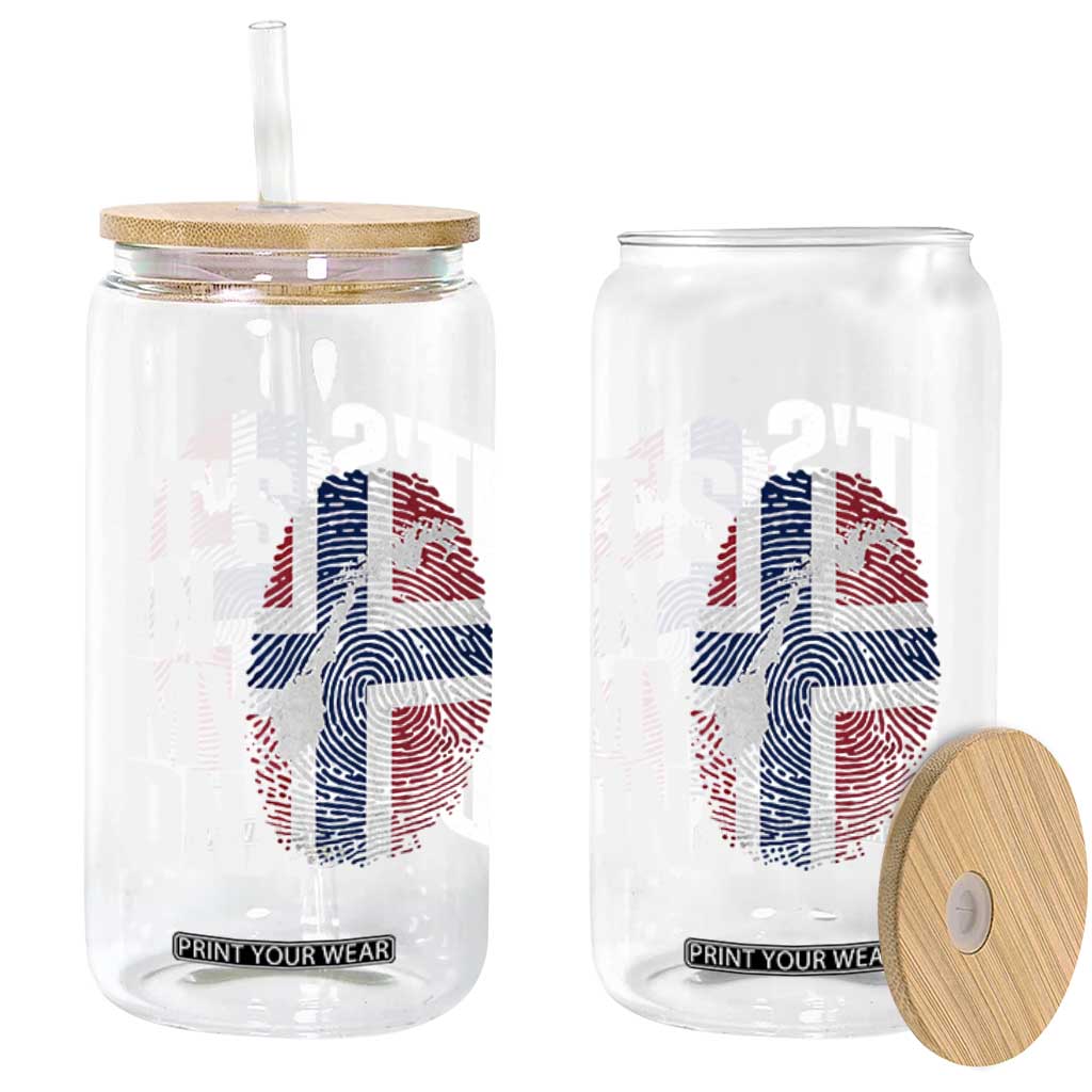 It's in My DNA Glass Can Norwegian Norway Map Flag Pride