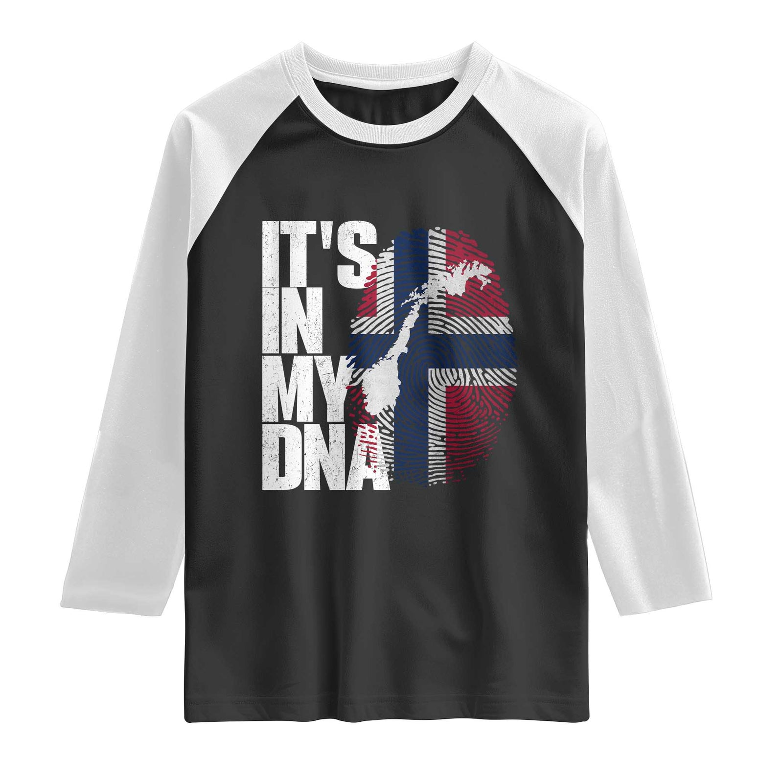 It's in My DNA Raglan Shirt Norwegian Norway Map Flag Pride TS14 Black White Print Your Wear