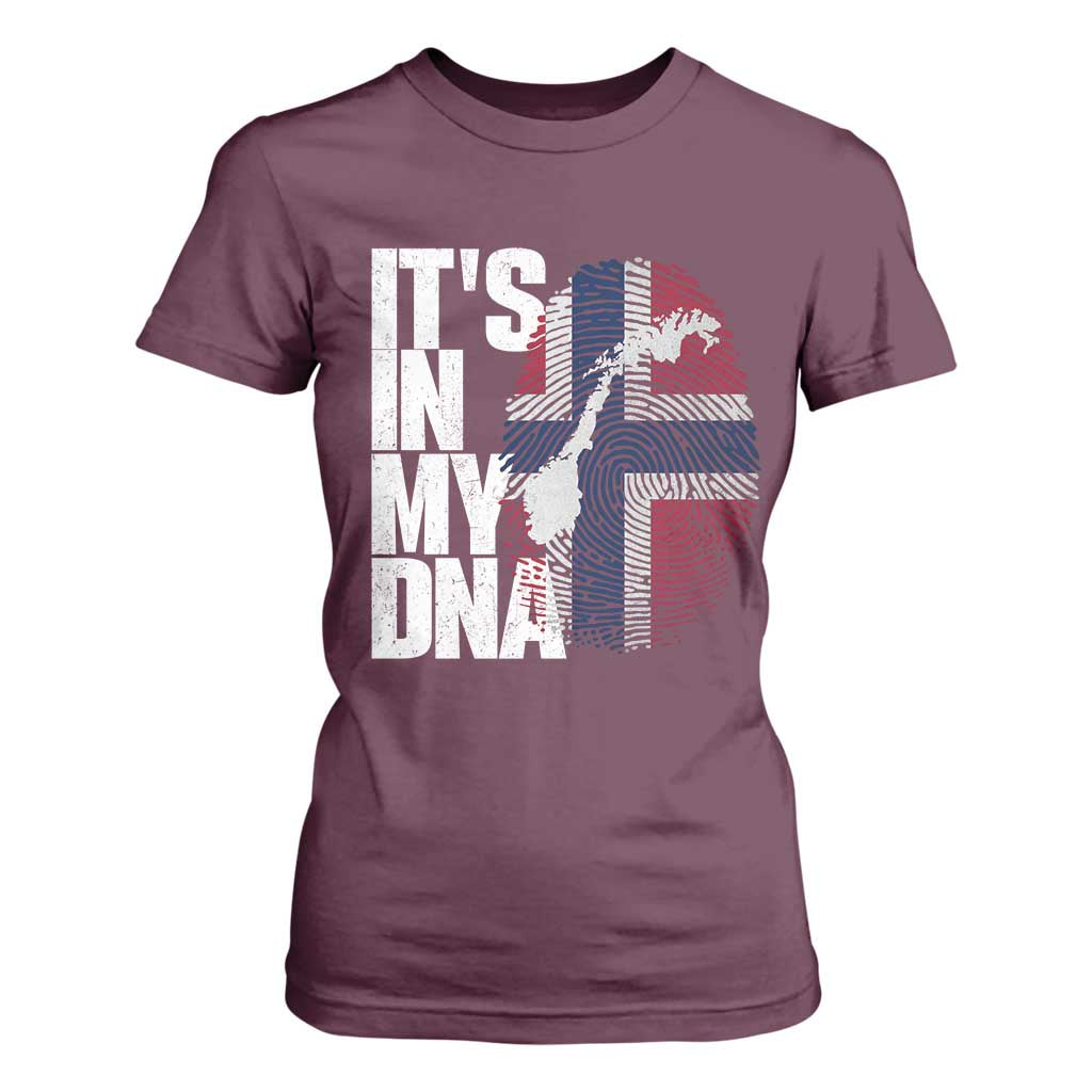 It's in My DNA T Shirt For Women Norwegian Norway Map Flag Pride
