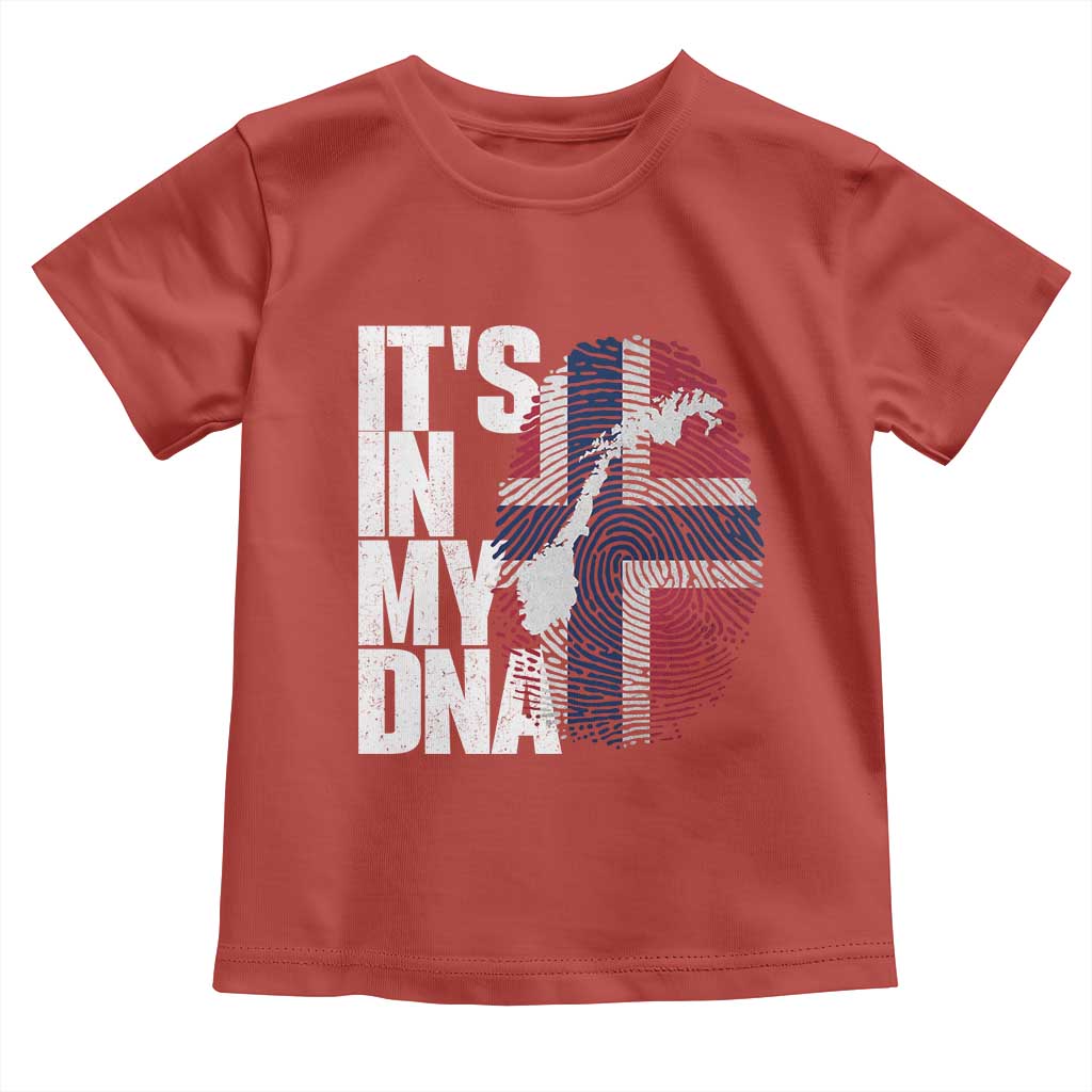 It's in My DNA Toddler T Shirt Norwegian Norway Map Flag Pride TS14 Red Print Your Wear