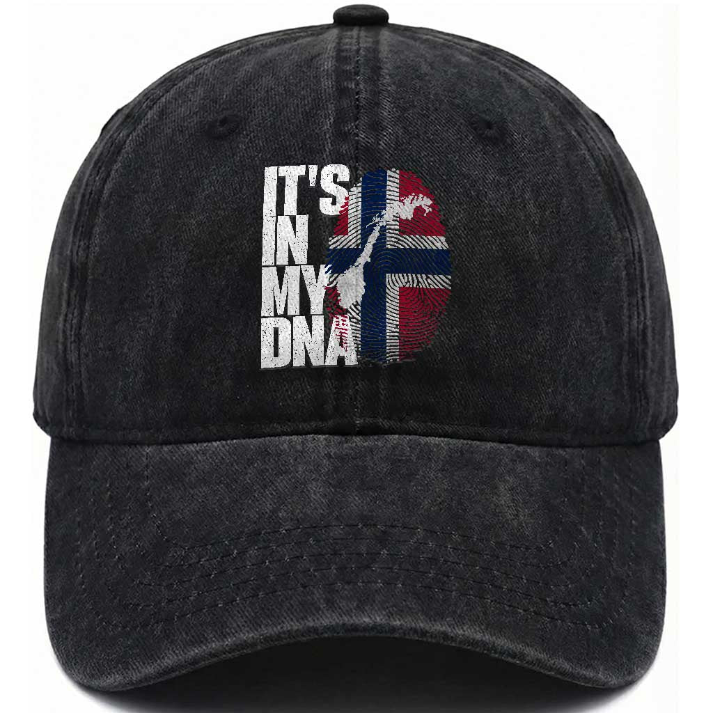 It's in My DNA Washed Cotton Baseball Cap Norwegian Norway Map Flag Pride TS14 Print Your Wear