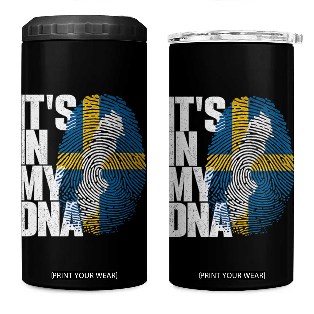It's in My DNA 4 in 1 Can Cooler Tumbler Sweden Sverige Swedish Map Flag TS14 One Size: 16 oz Black Print Your Wear