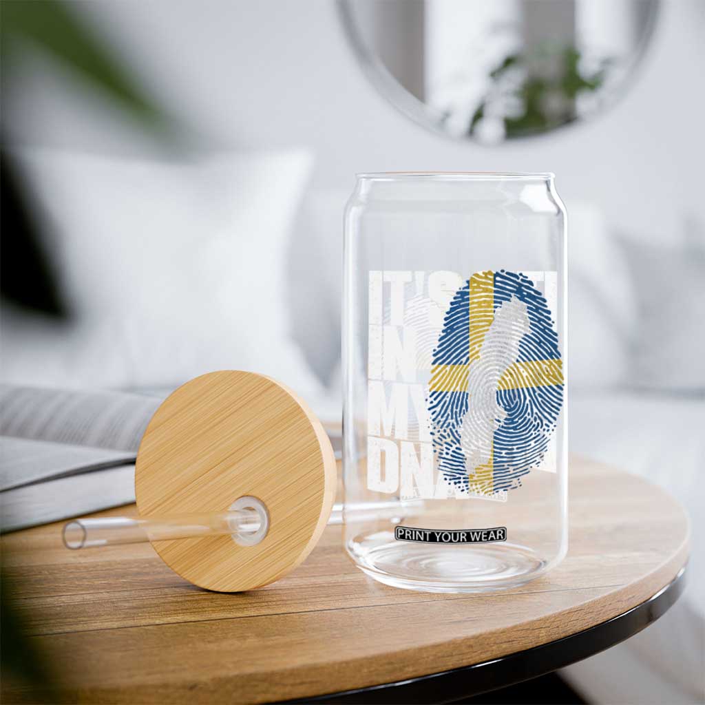 It's in My DNA Glass Can Sweden Sverige Swedish Map Flag