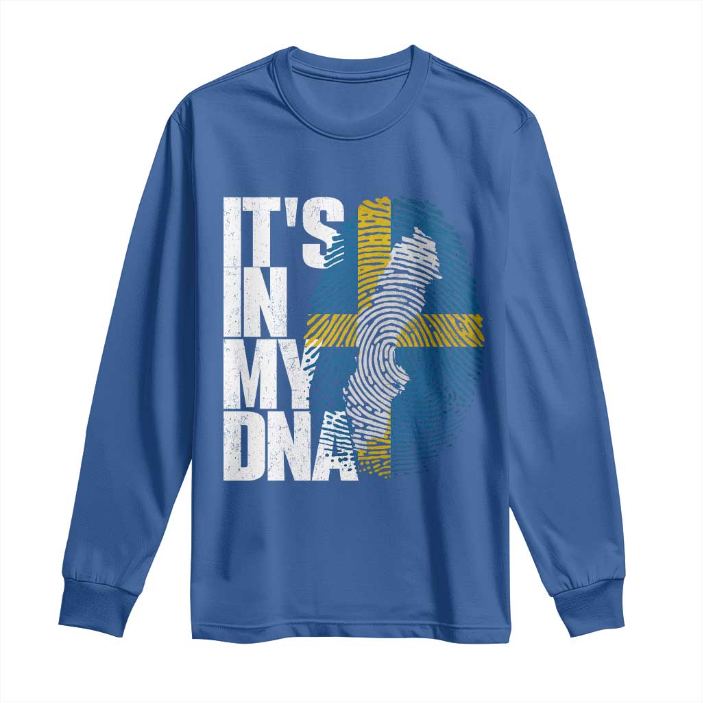 It's in My DNA Long Sleeve Shirt Sweden Sverige Swedish Map Flag TS14 Royal Blue Print Your Wear
