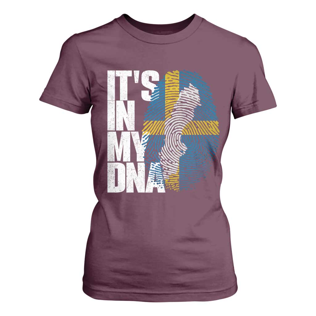 It's in My DNA T Shirt For Women Sweden Sverige Swedish Map Flag