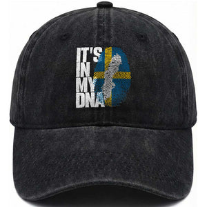 It's in My DNA Washed Cotton Baseball Cap Sweden Sverige Swedish Map Flag