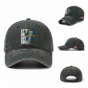 It's in My DNA Washed Cotton Baseball Cap Sweden Sverige Swedish Map Flag