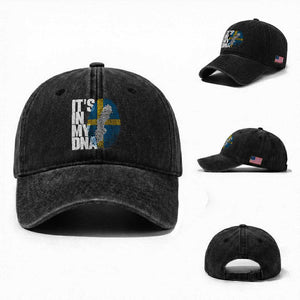 It's in My DNA Washed Cotton Baseball Cap Sweden Sverige Swedish Map Flag