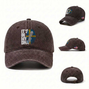 It's in My DNA Washed Cotton Baseball Cap Sweden Sverige Swedish Map Flag