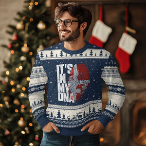 It's in My DNA Ugly Christmas Sweater Denmark Map Flag Danish Gift