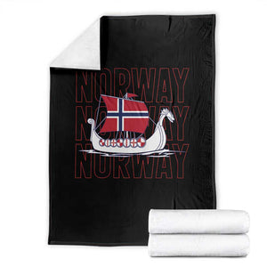 Norwegian Viking Ship Flag Boat Norway Heritage Throw Blanket