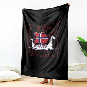 Norwegian Viking Ship Flag Boat Norway Heritage Throw Blanket