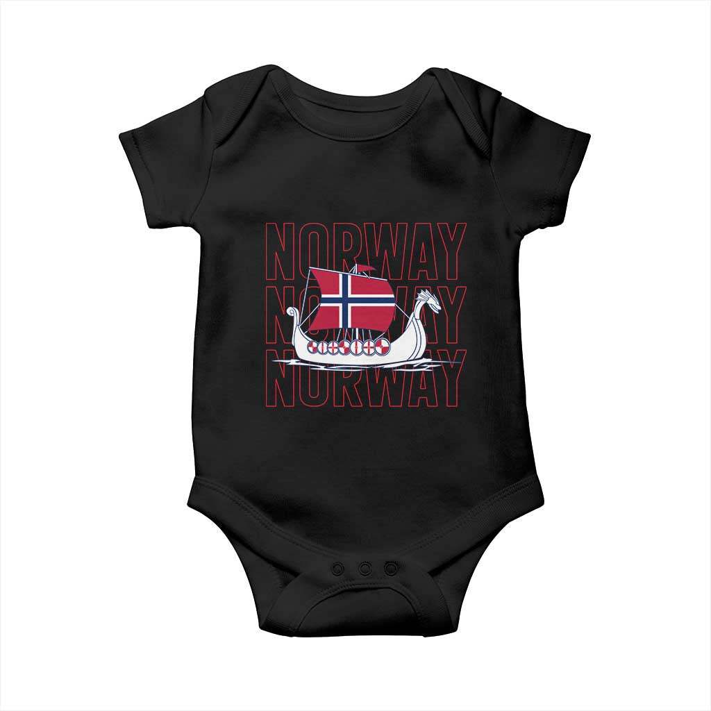 Norwegian Viking Ship Flag Boat Norway Heritage Baby Onesie TS14 Black Print Your Wear