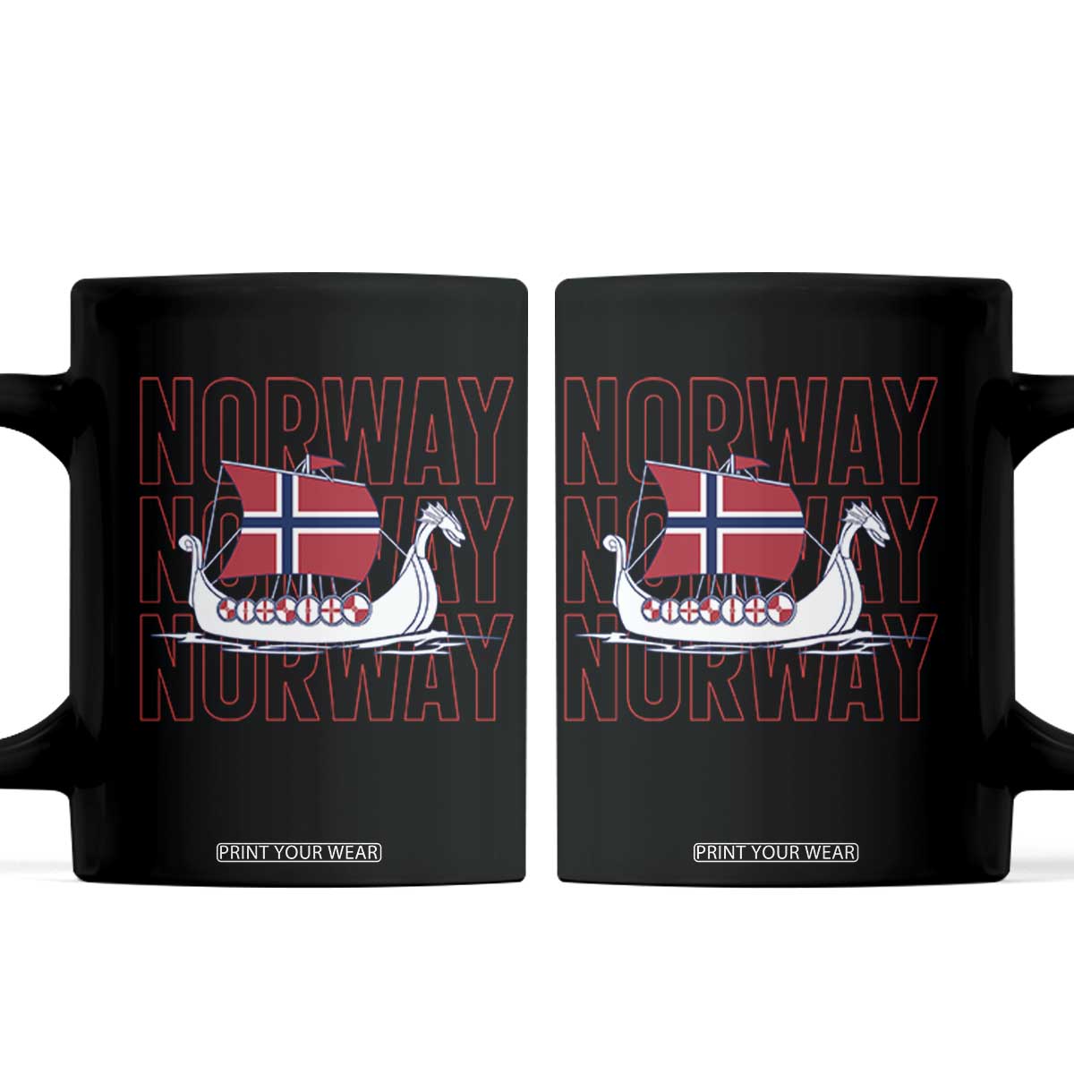 Norwegian Viking Ship Flag Boat Norway Heritage Coffee Mug