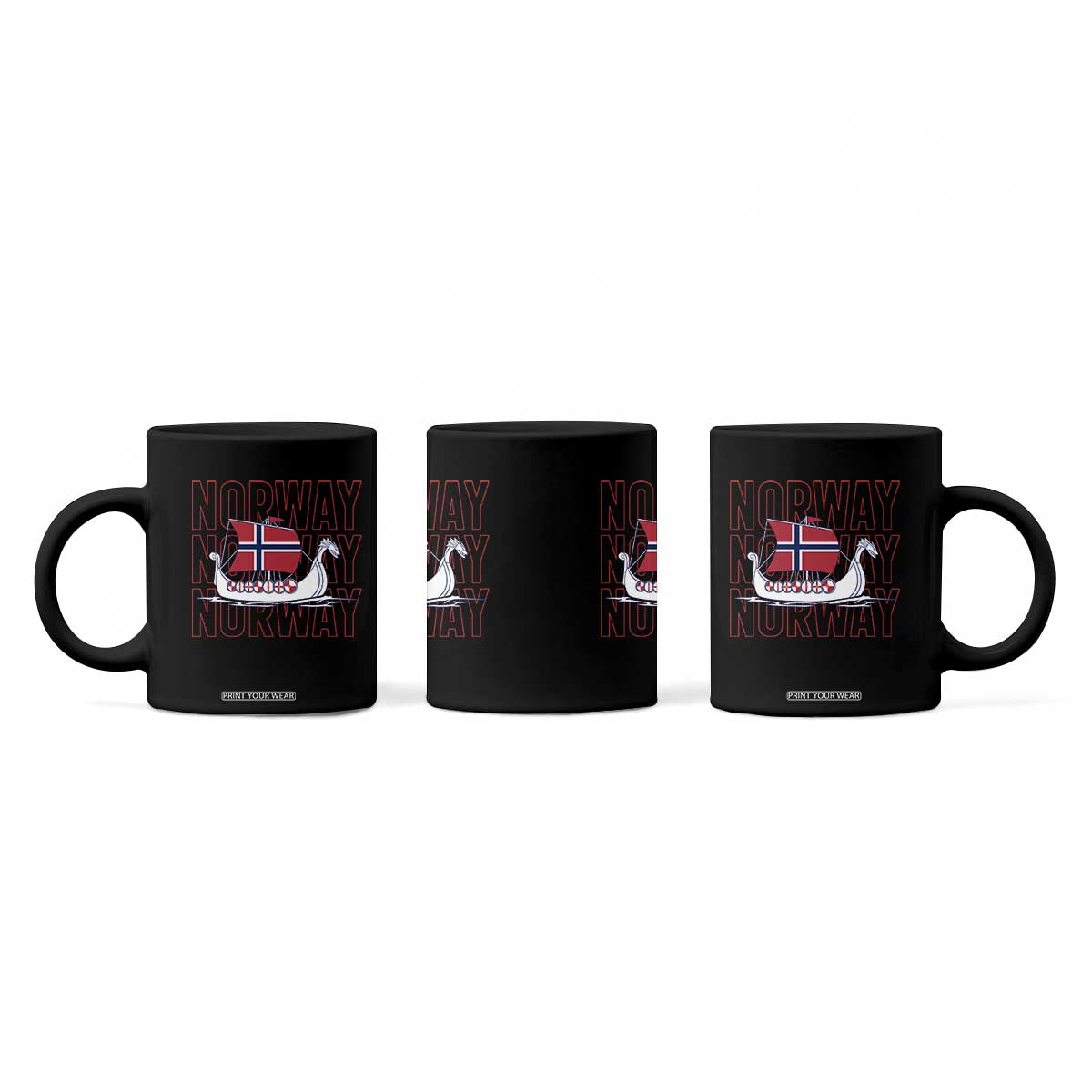Norwegian Viking Ship Flag Boat Norway Heritage Coffee Mug