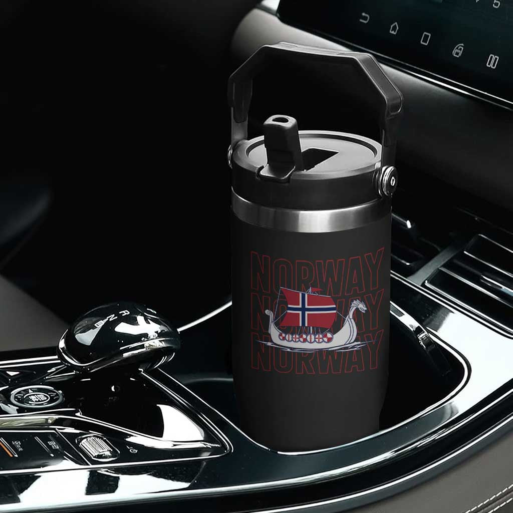 Norwegian Viking Ship Flag Boat Norway Heritage Flip Straw Tumbler