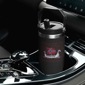 Norwegian Viking Ship Flag Boat Norway Heritage Flip Straw Tumbler