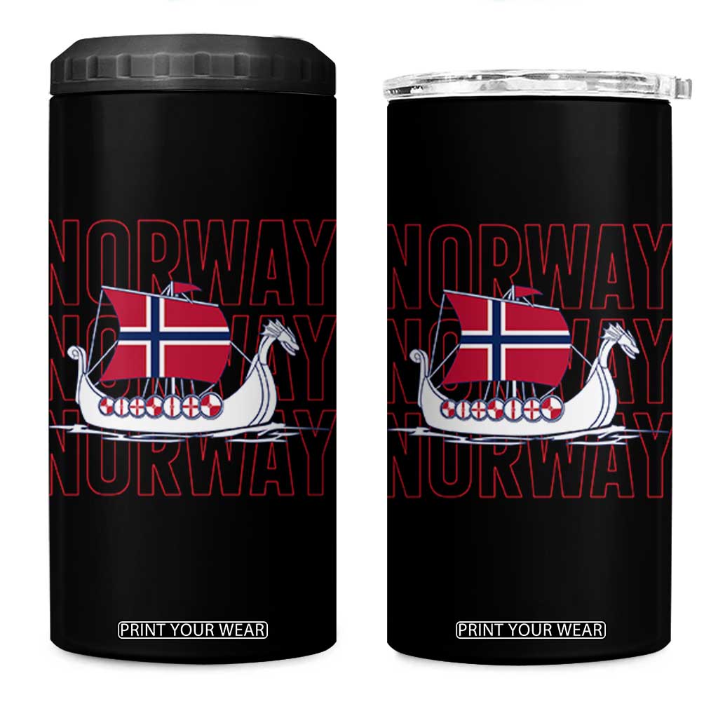 Norwegian Viking Ship Flag Boat Norway Heritage 4 in 1 Can Cooler Tumbler